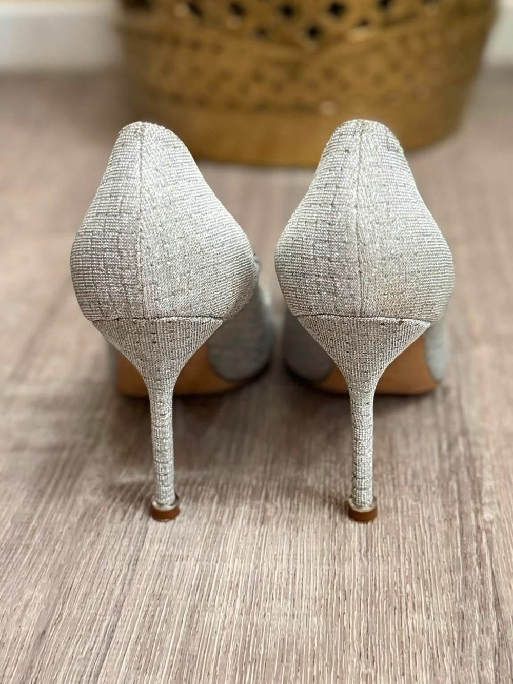 Manolo Blahnik Silver Crystal-Buckle Pointed Toe Pumps - Picture 5 of 8